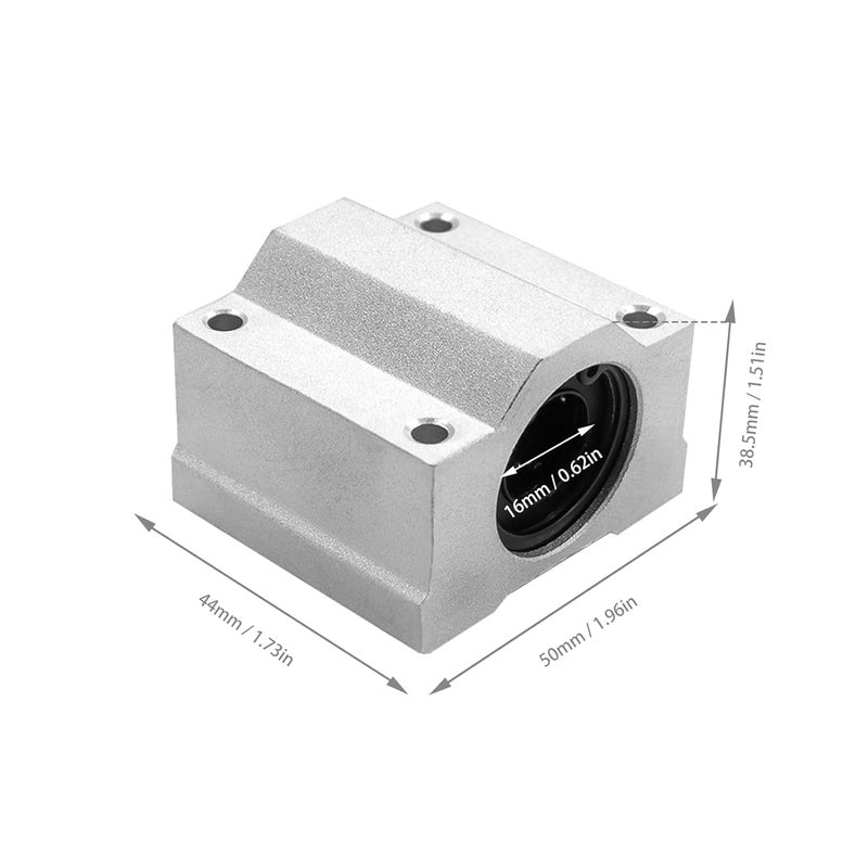 DEEPDREAM 4Pcs SC16UU Linear Motion Ball Bearing Slide Block ID 16mm Aluminum Bushing Linear Rail Support Guide Shaft Bearing for Printer Parts 4 Pack - Image 2